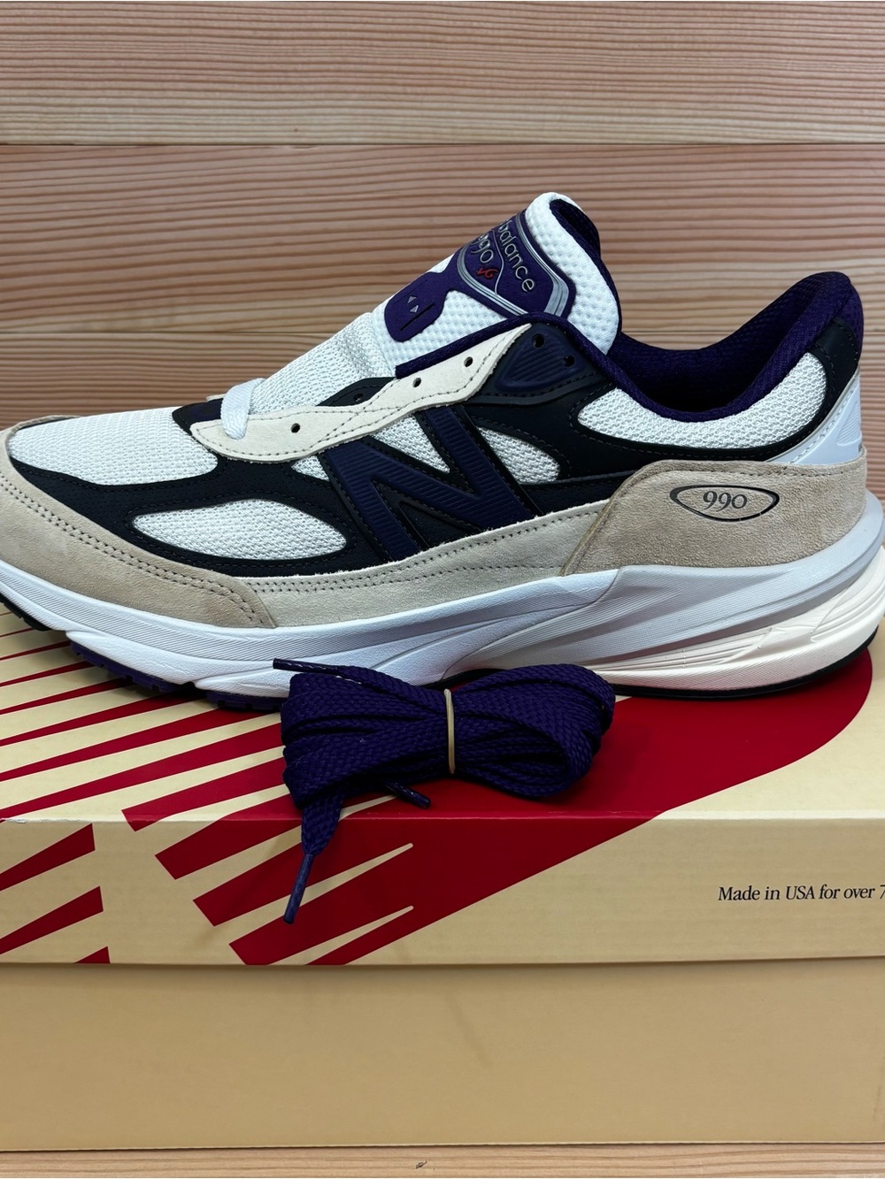 New Balance 990v6 Made in USA  White Black Plum Phantom U990WB6 Men's SZ 11